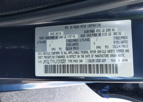 2018 Mazda Mazda6 Grand Touring from USA, damaged, VIN JM1GL1TYXJ1318331